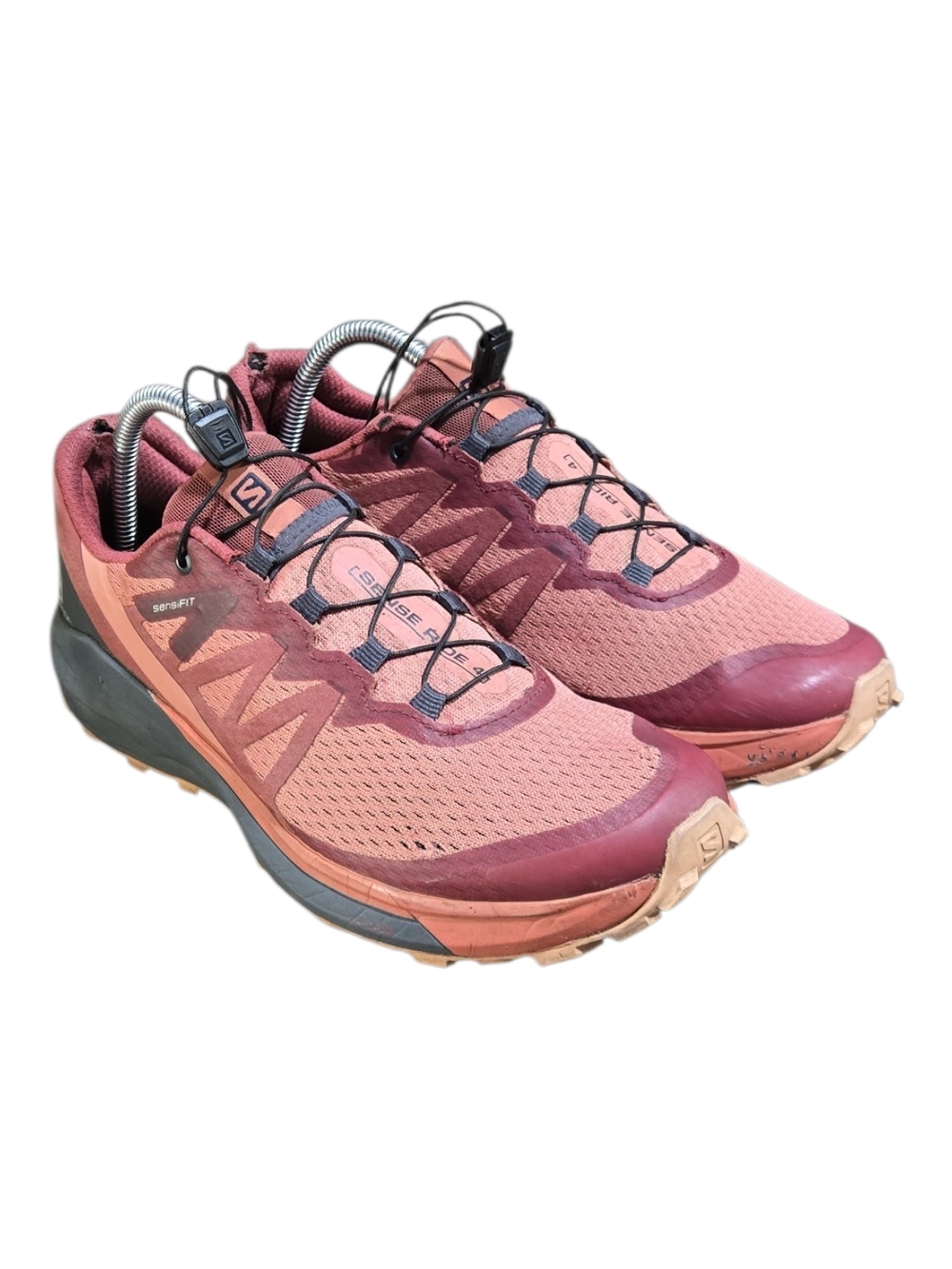 Salomon Sense Ride 5 Shoes Womens Size 9.5 Pink Trail Running Sneakers Contagrip